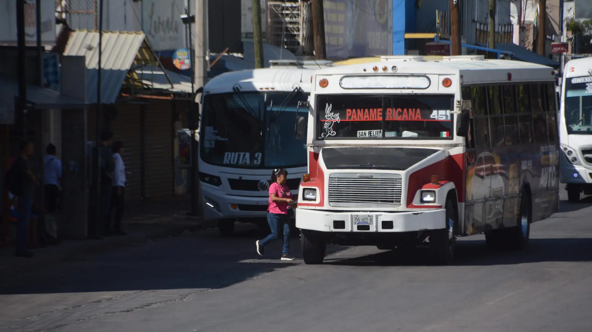 Trasporte Urbano, alguinas personas las suben en segundo Carril (2)